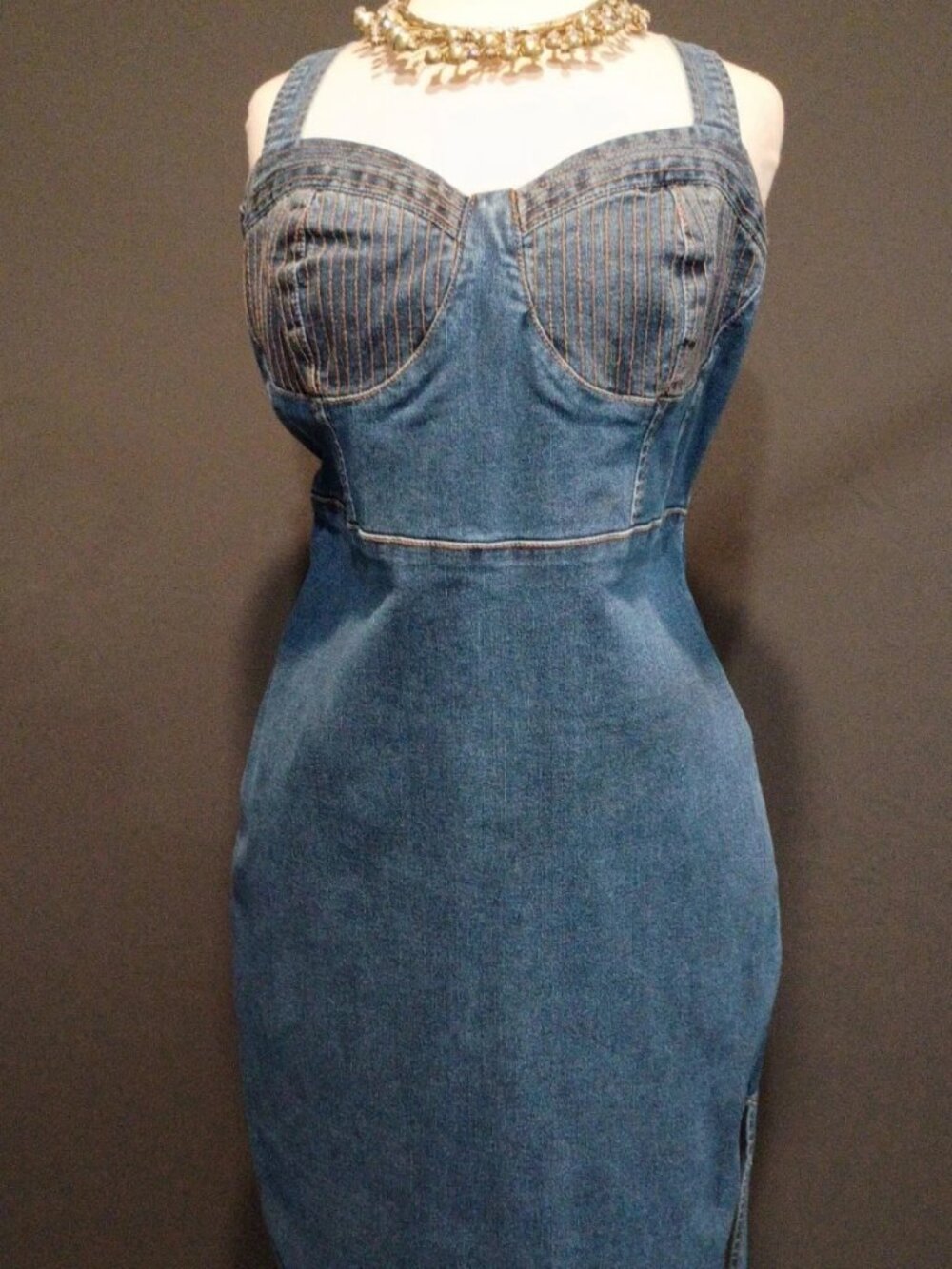 New Forever 21 Sweetheart Neckline Denim Pencil Dress XL 0X